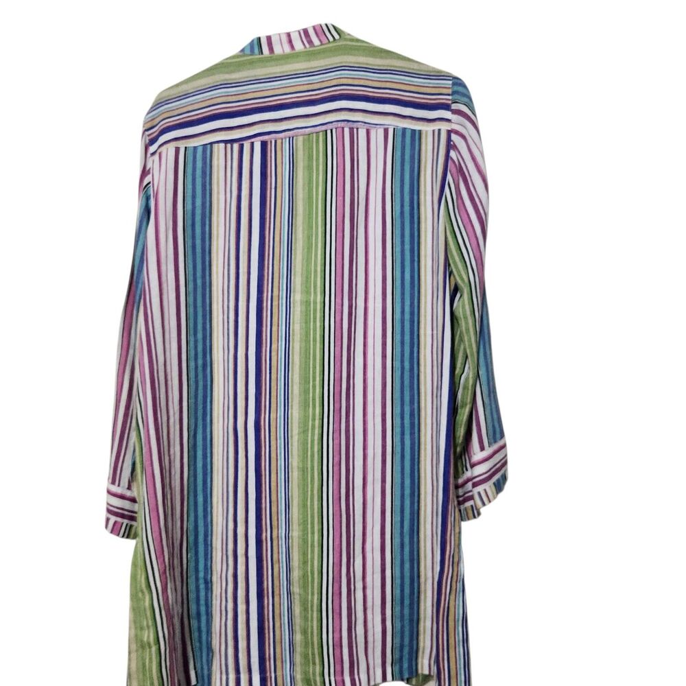 Chicos Linen Dress Size 1 (Small) Striped Pattern Front Buttons - Picture 3 of 12
